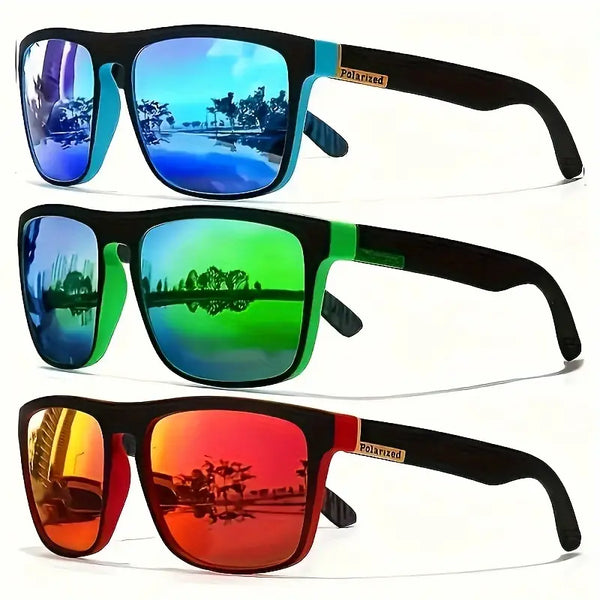 3pcs Cool Classic Polarised Square Fashion Glasses- Mirror lenses