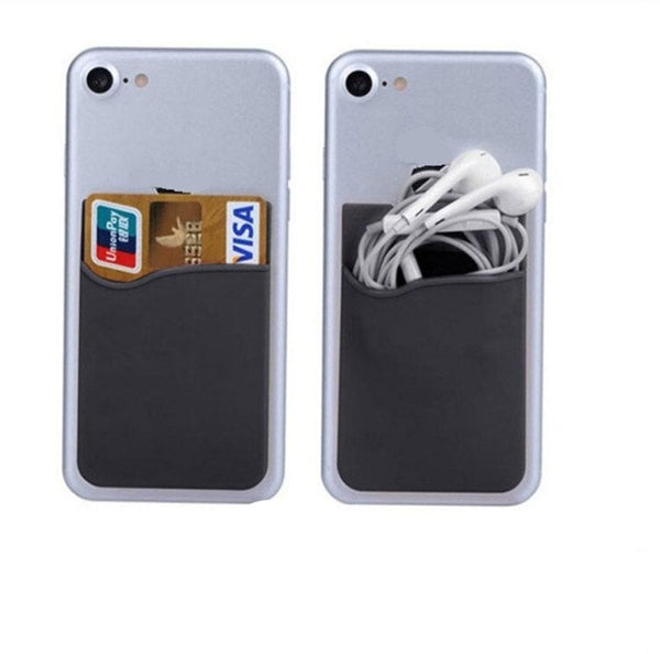 Silicone  Stretch  Phone ID Credit Card Holder - Black or White